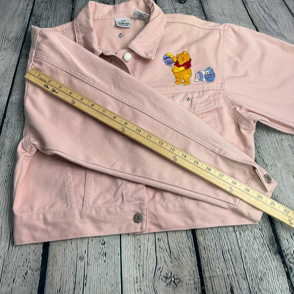 Vintage 90s Disney Winnie the Pooh Pastel Pink Cropped Denim Jacket Size Medium - Picture 7 of 12